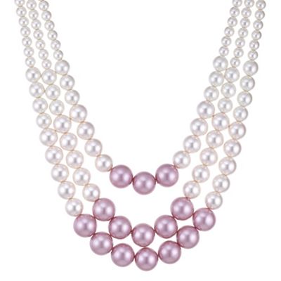Pink tonal pearl multi row necklace